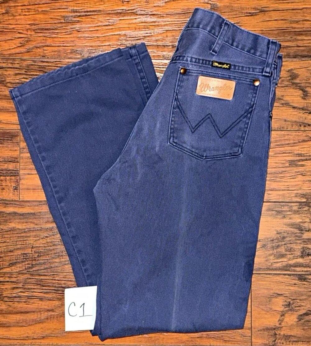 Rare Vtg 70s Wrangler 13TNAV Navy Cotton Twill Pants USA Made 32x38 Fit 31x30